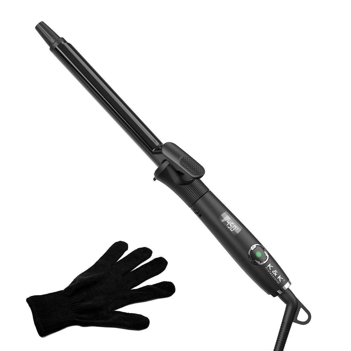 1 Inch Curling Iron with Clipped Tourmaline Ceramic Barrel Professional 1.25 Inch Hair Curler up to 450°F Dual Voltage for Traveling 60 Mins Auto Off Suit for Different (Black, 1 inch)