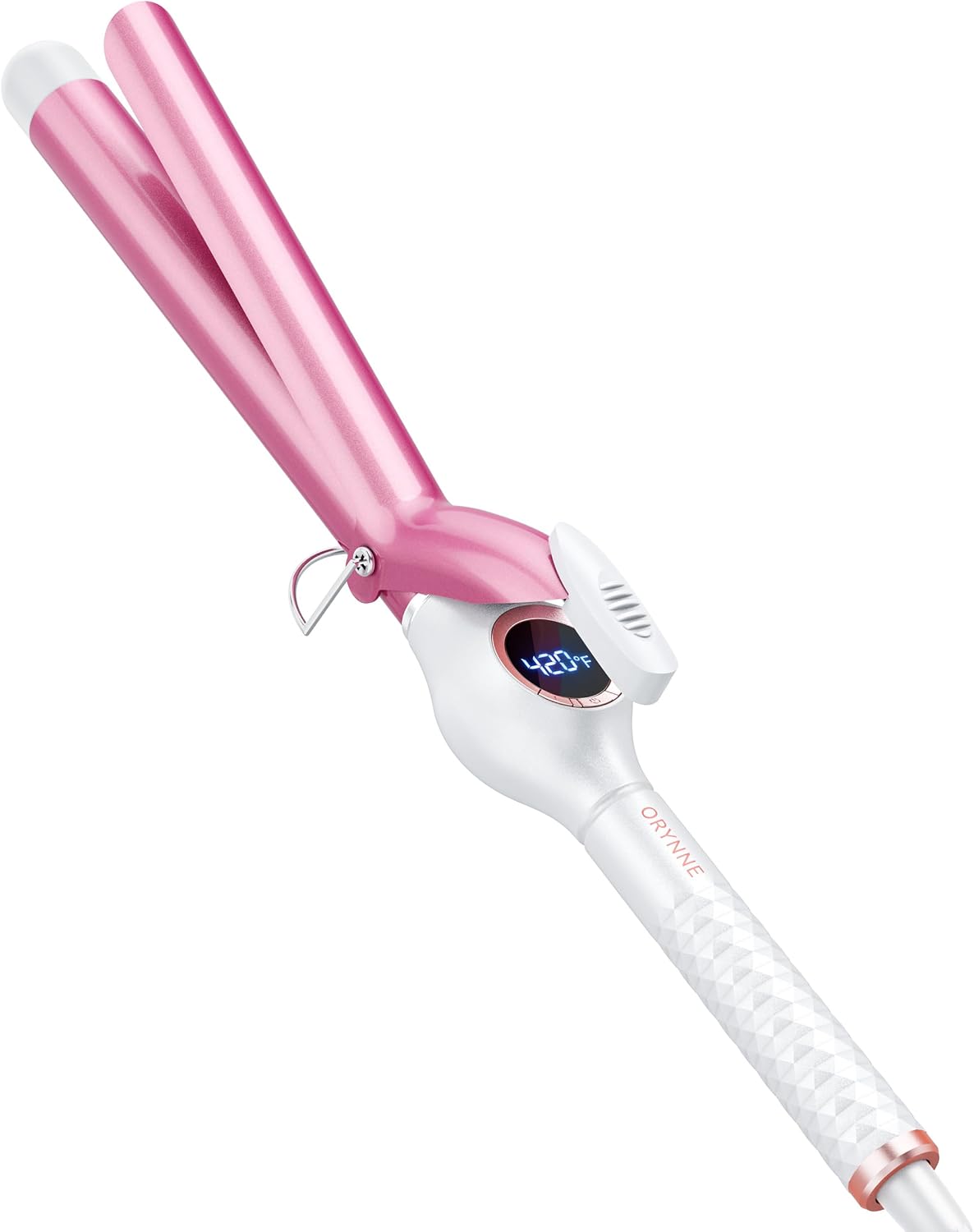 ORYNNE 1 Inch Long Barrel Digital Ceramic Curling Wand with Auto Shut Off and Dual Voltage for All Hair Types - Fast Even Heat Up