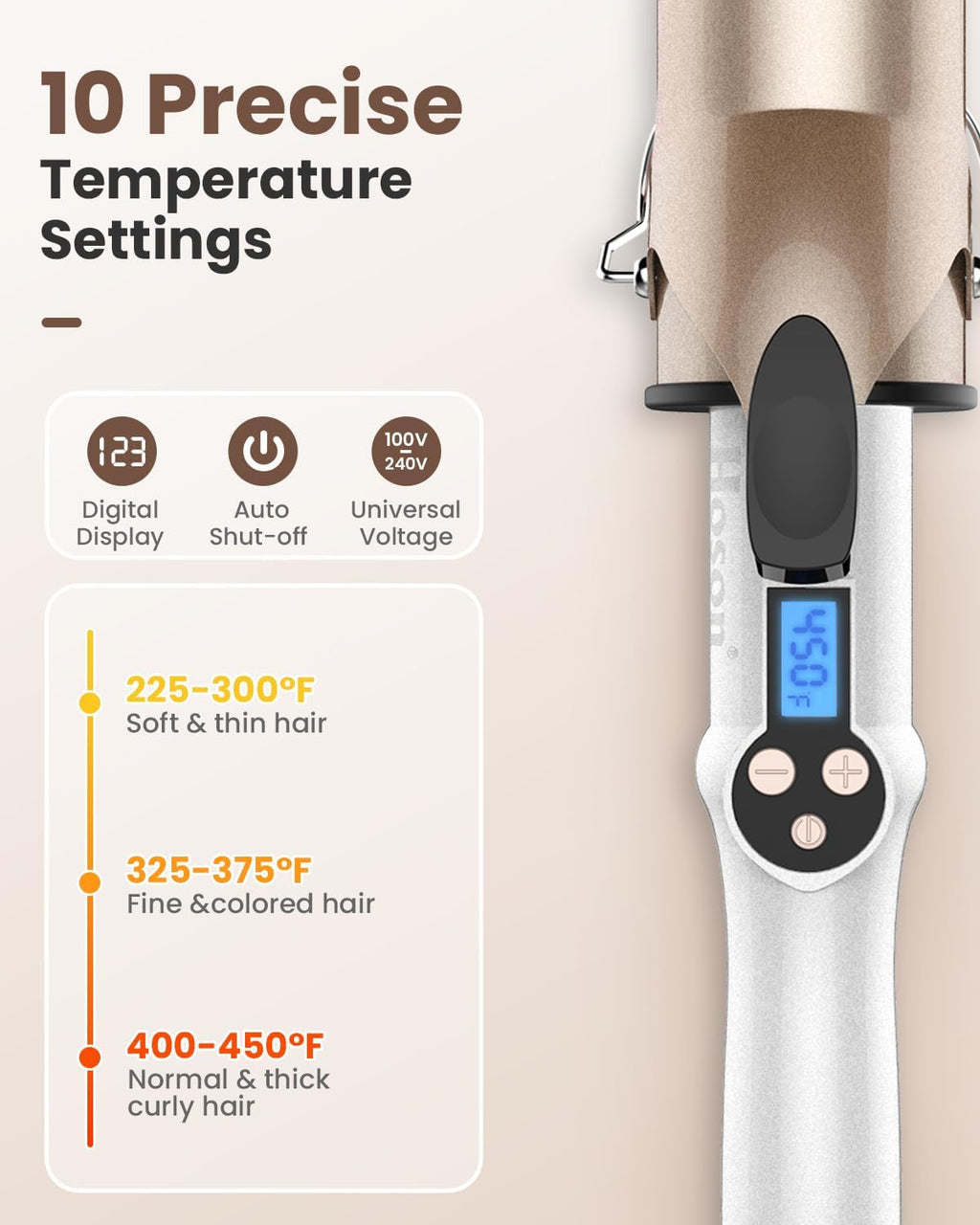 Hoson Curling Iron 2 Inch-Ceramic Wand Large Barrel for Long Hair