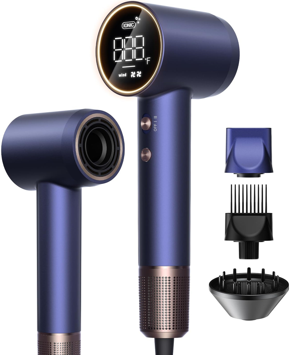 Hair Dryer, 160000 RPM High-Speed Professional Blow Dryer for Fast Drying, 500M Negative Ionic Care Hair Dryer for, Low Noise Thermo-Control Travel Hairdryer with Diffuser & Nozzle,Luxury Packaging
