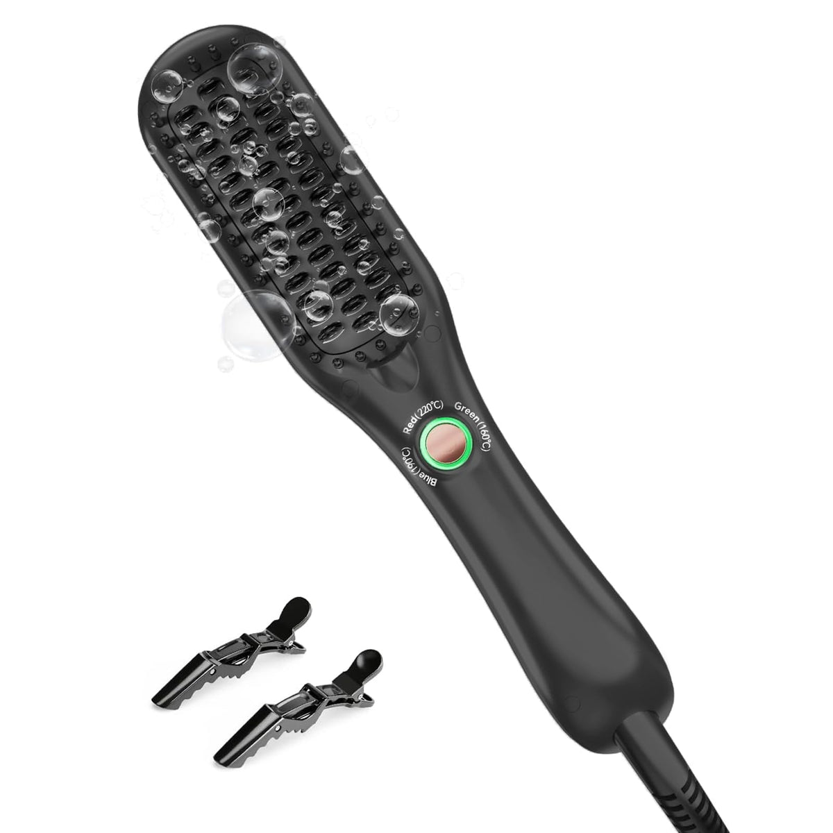 LANDOT Mini Hair Straightener Brush - Ionic Ceramic Travel Hot Comb