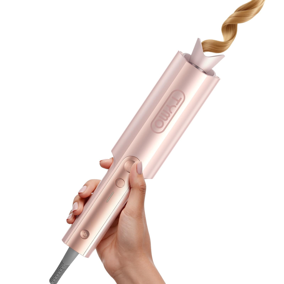 TYMO CurlPro Plus Automatic Rotating Curling Iron - Upgraded Long Barrel Curling Wand for Beach Waves & Long Hair, Ceramic Hair Curler for Women, Anti-Scald, 600M Ionic, Dual Voltage, Gold, 1 Inch