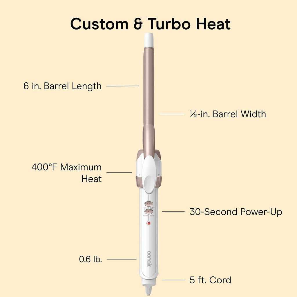 Conair Curling Iron, Double Ceramic, 1/2-in. Width, White/Rose Gold