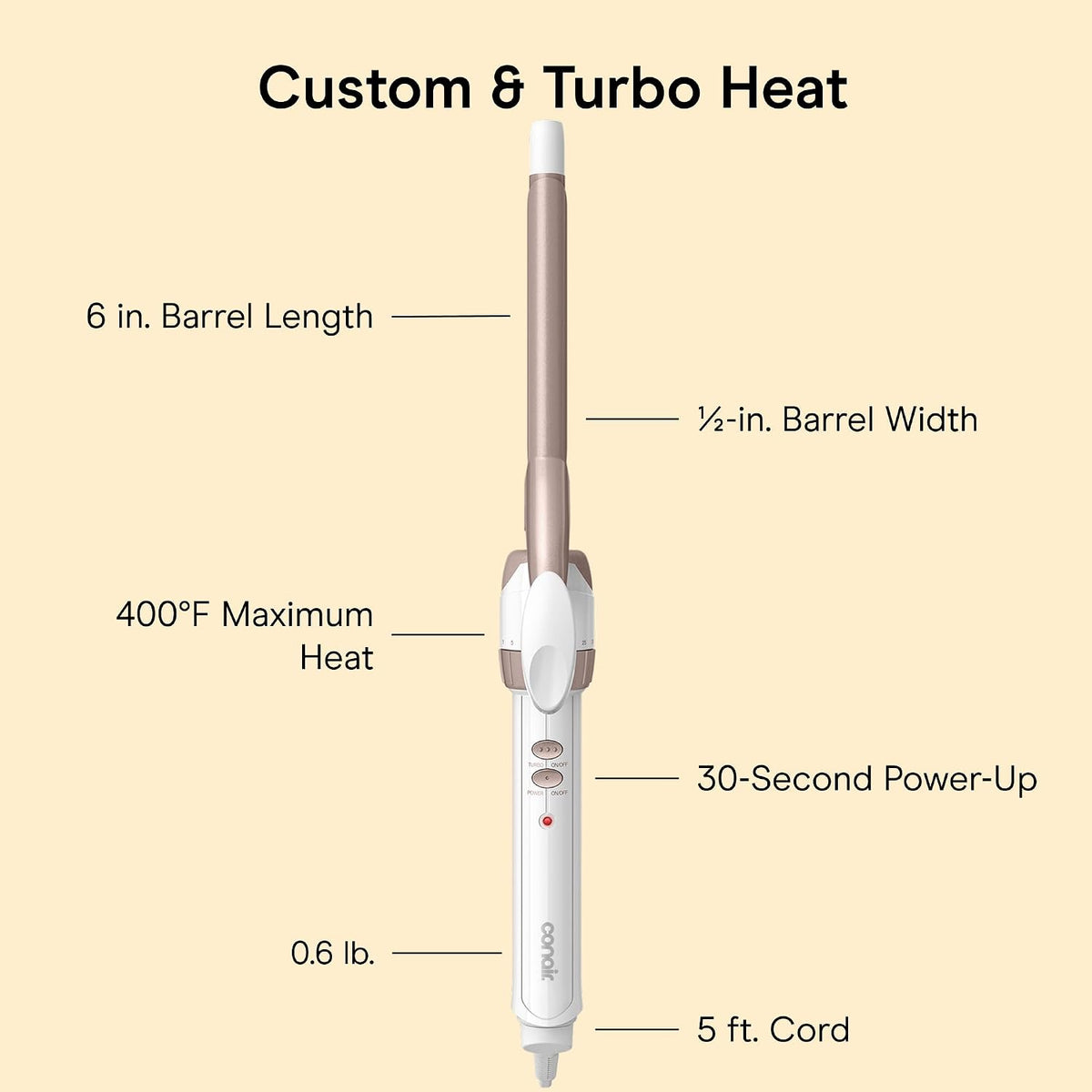 Conair Curling Iron, Double Ceramic, 1/2-in. Width, White/Rose Gold