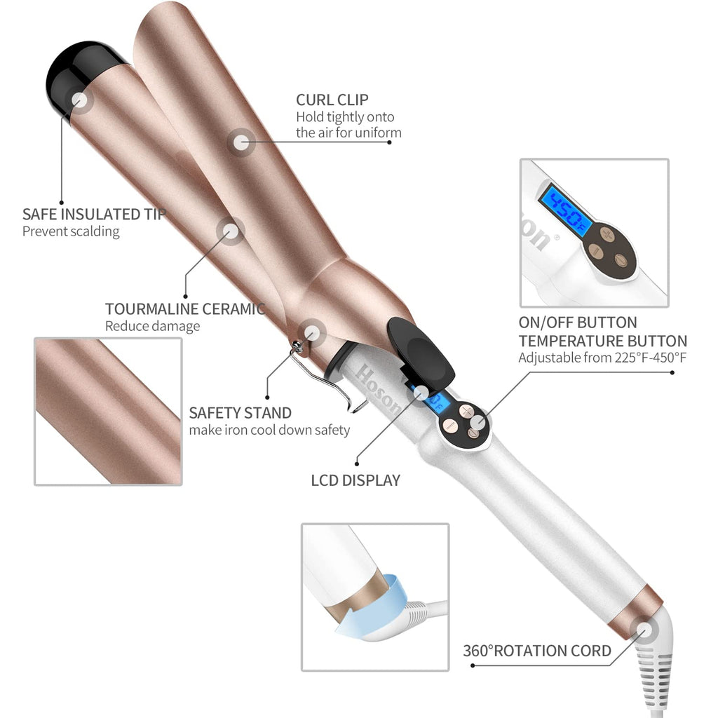 HOSON 1.75 Inch Curling Iron Ultra-Large Extended Barrel 1 3/4 Inch