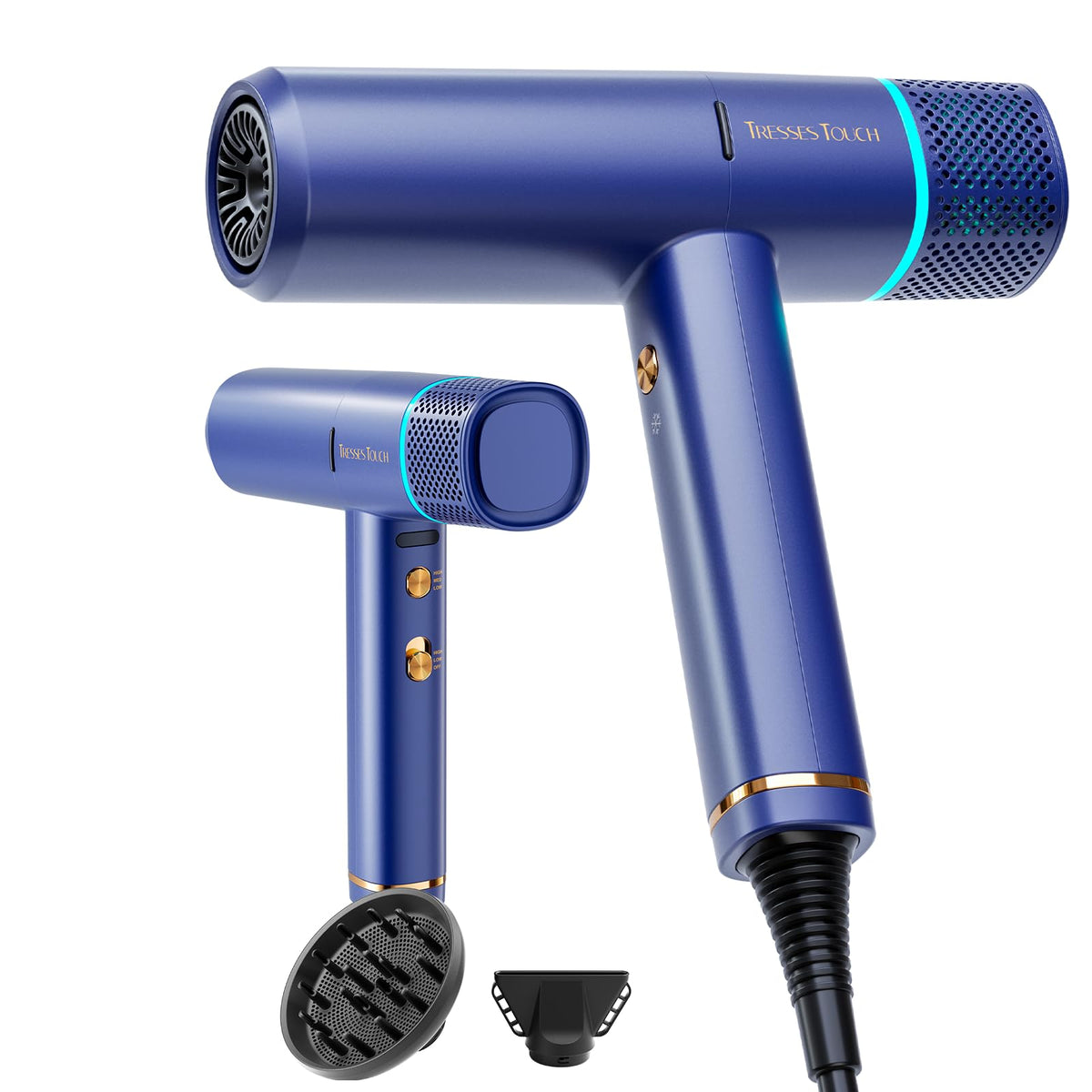 Hair Dryer with Diffuser Blow Dryer, 150000 RPM Professional High-Speed Ionic BlowDryer, Powerful 1600 Watt Motor for Fast Drying and Straight & Wavy Hair, Low Noise, Lightweight for Home Salon
