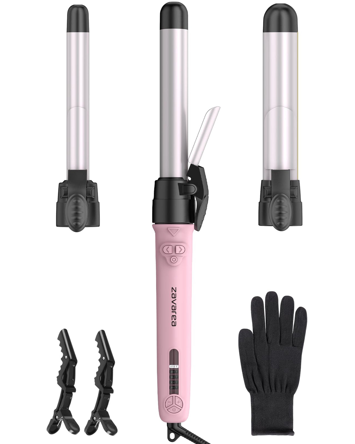 Rotating Automatic Curling Iron Set 3 Ceramic Barrels for Long Hair Waves