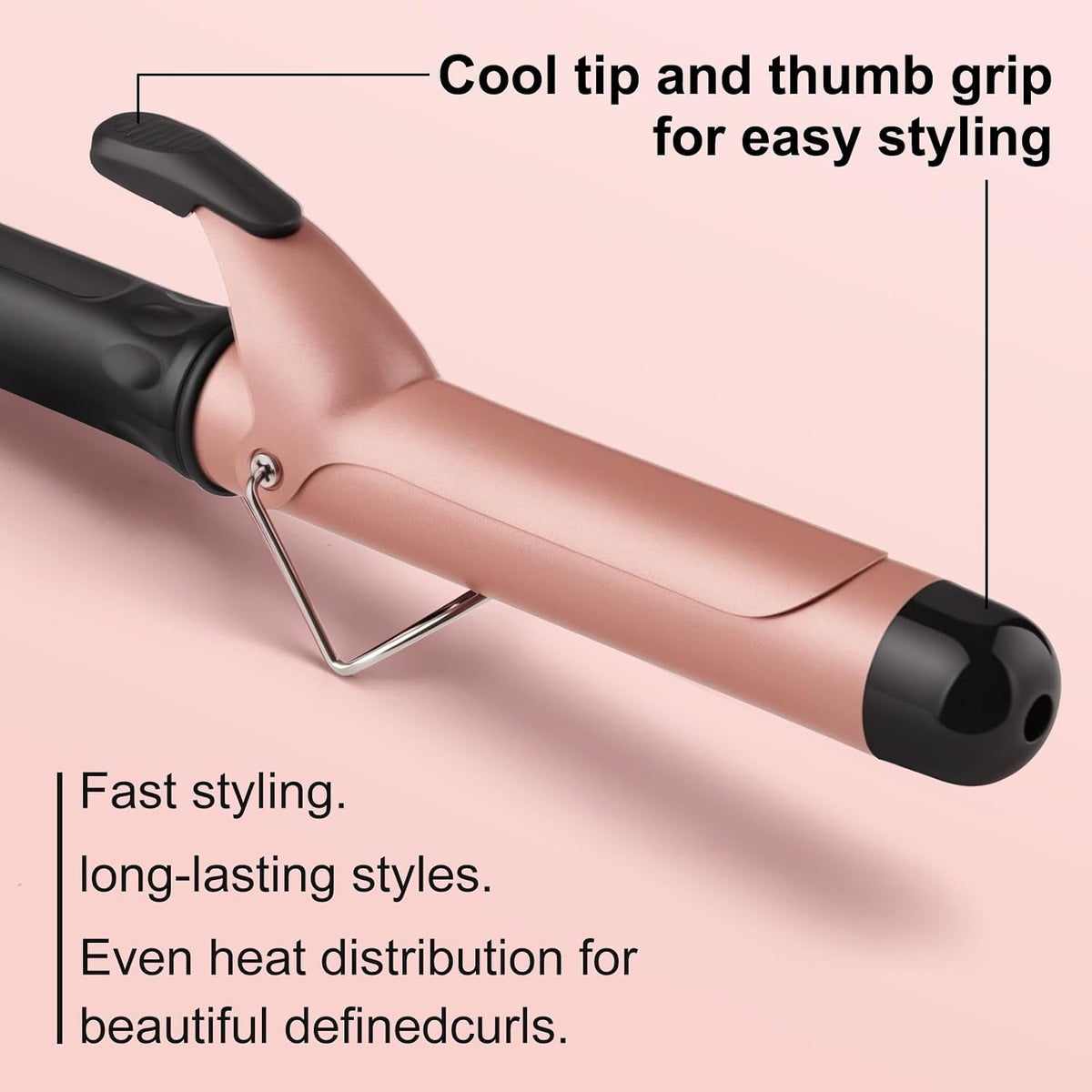 JAETON Hair Curling Iron Wand 1 1/4-Inch for Loose Curls, 190-450℉