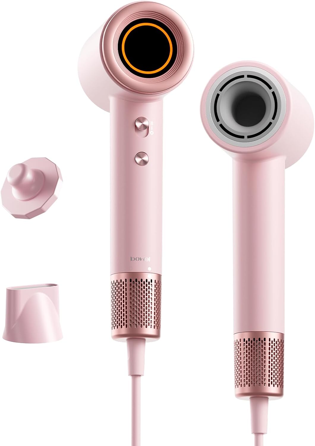 BOWEI High Speed Hair Dryer, 160,000 RPM, Ionic, Magnetic Wall Mount, Pink