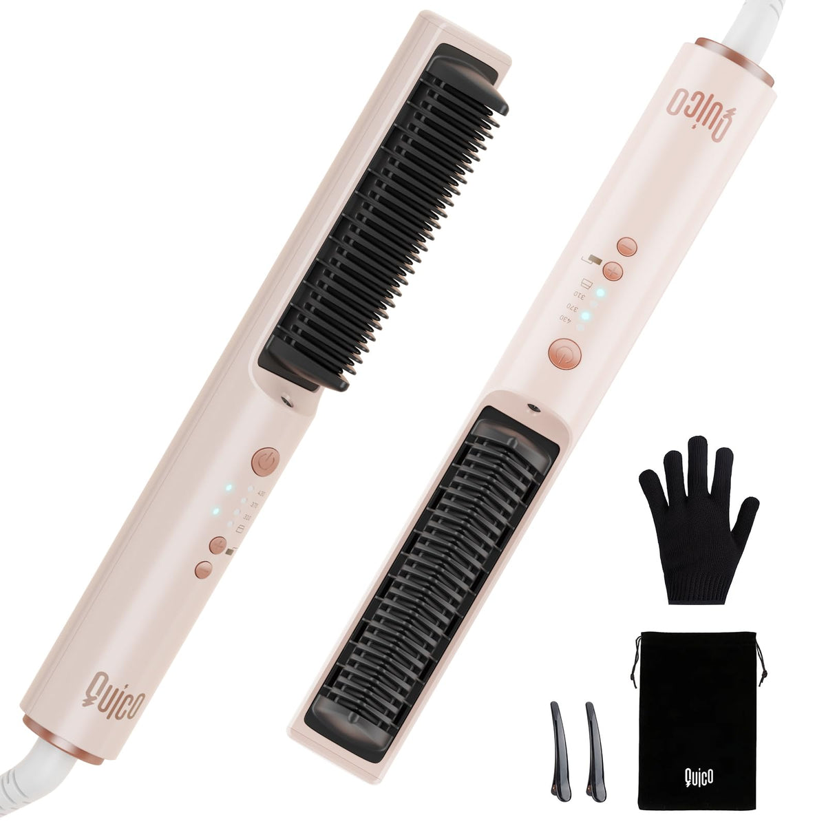 Quico Hair Straightener Brush, 100-240V Dual Voltage Straightener Brush