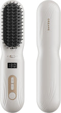 Dreame Silky Cordless Hair Straightening Comb, Rechargeable Ionic Straightener Brush for Women, 2Billion Ions, Even Heating MCH & 7 Temp Settings Hot Comb, 5D Wide-Bristle Design, PortableTravel Size