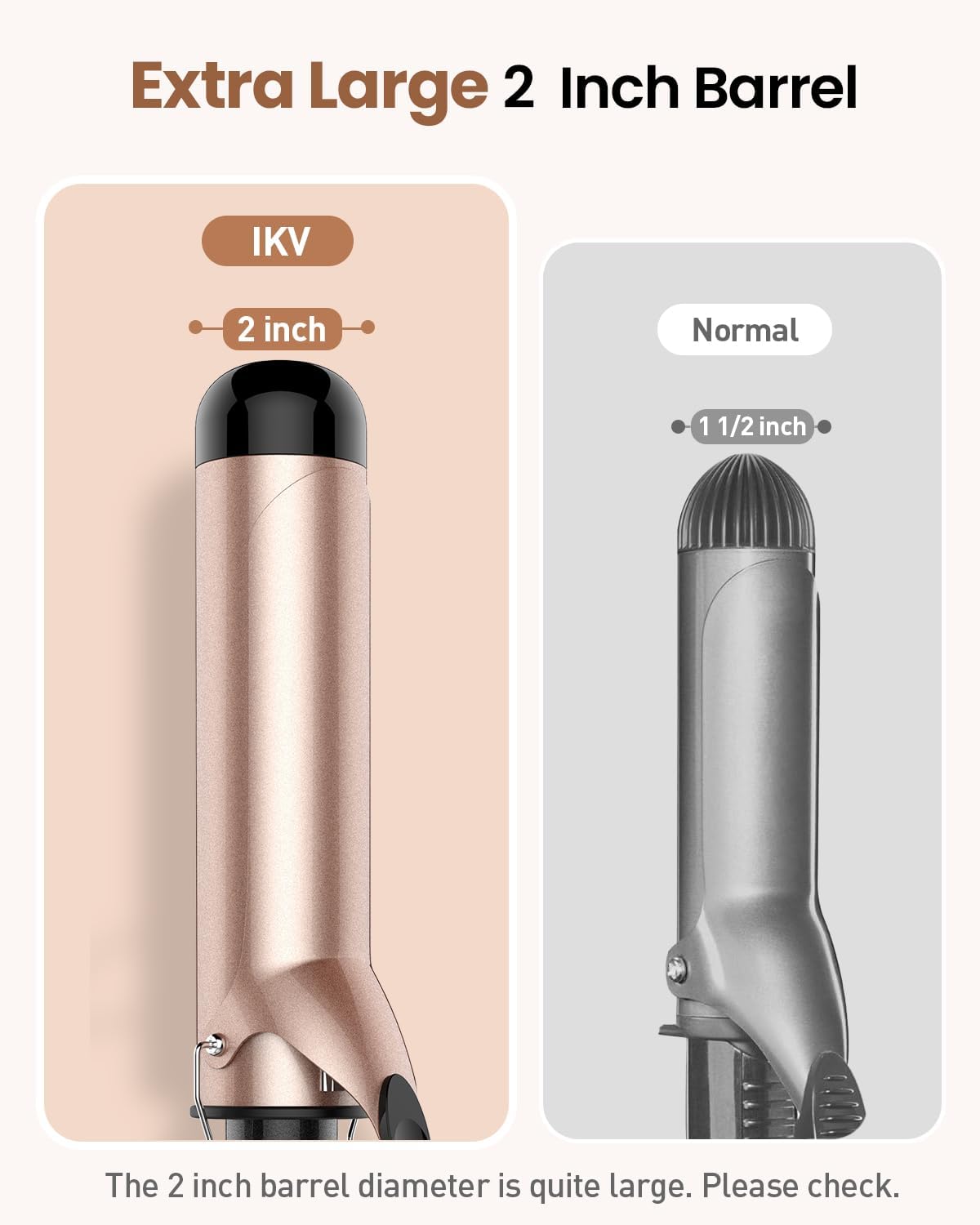 2 inch Curling Iron Extra Large Barrel for Long Hair，Create Big Curls