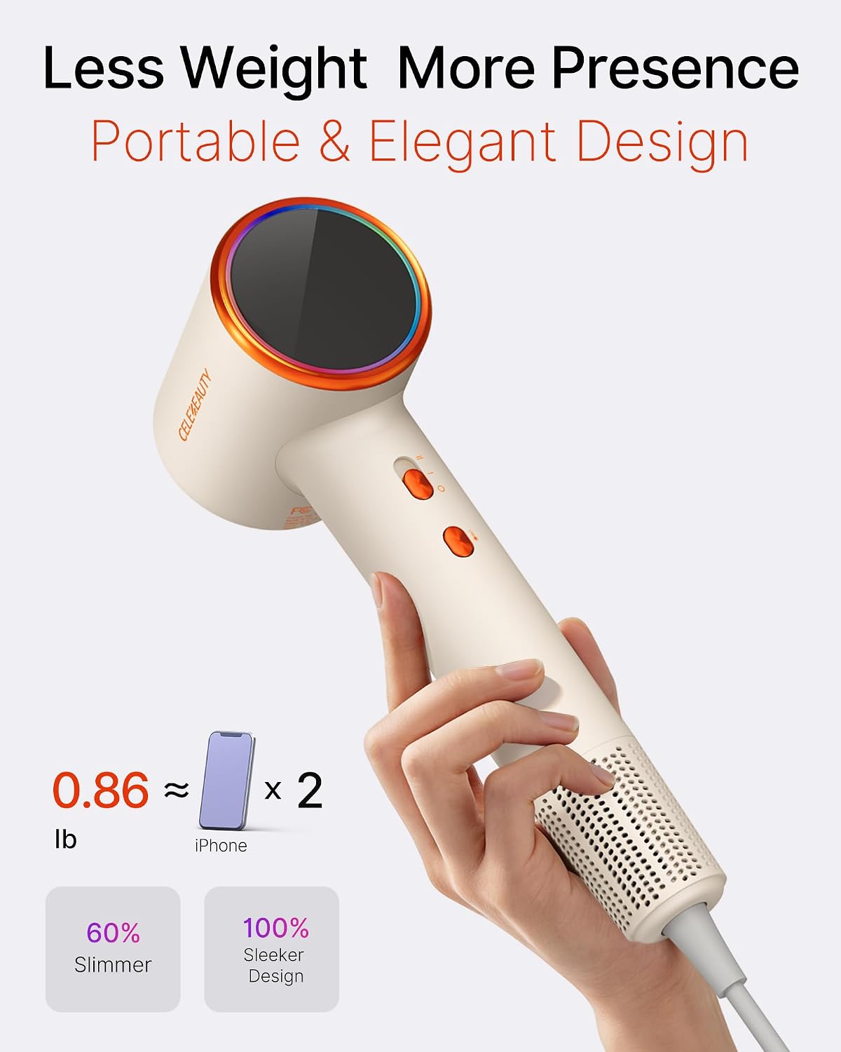 Ionic Hair Dryer with Diffuser for Curly Hair, 0.86lbs Travel Blow Dryer