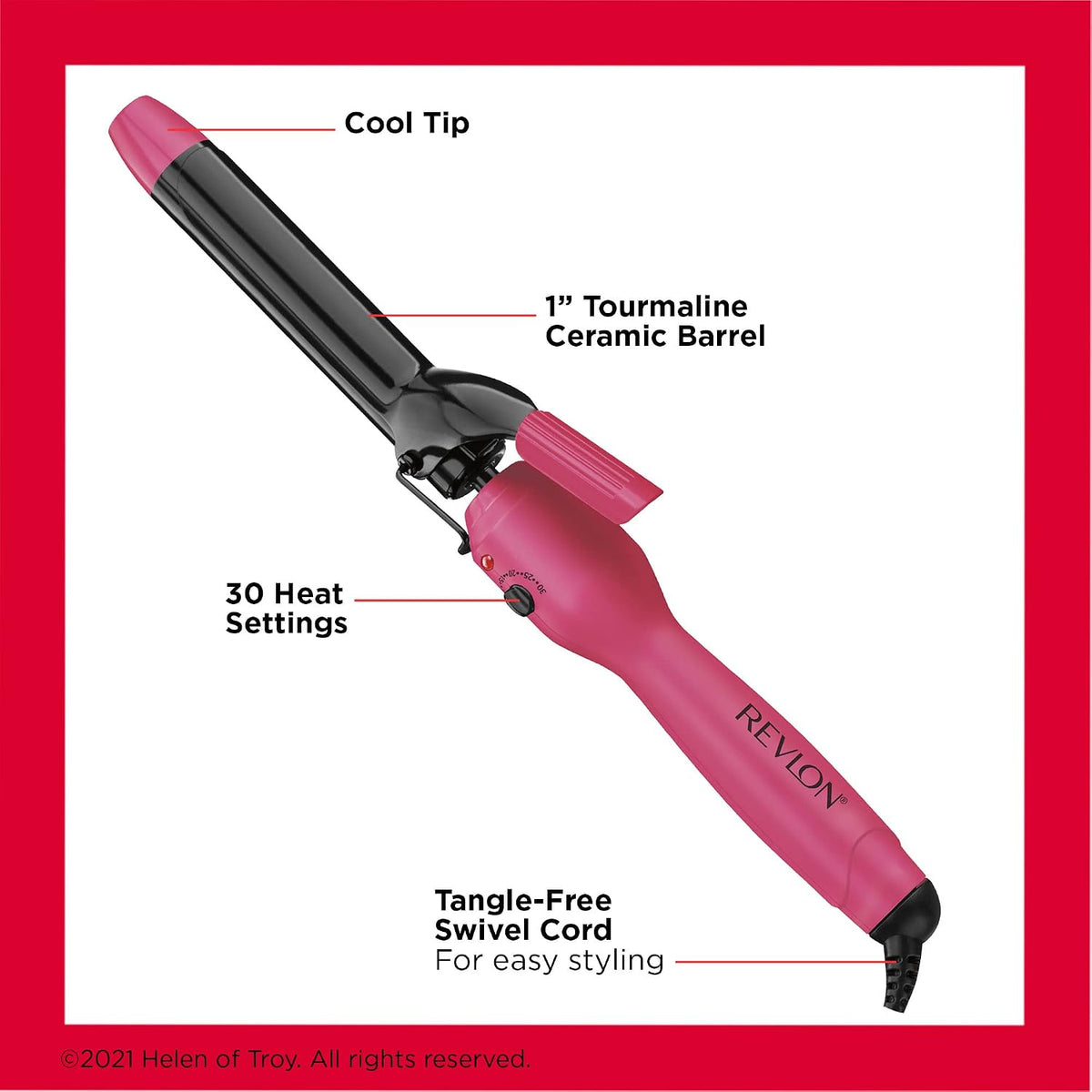 Revlon Tourmaline + Ceramic Curling Iron | Boost Shine, Guards Against Heat Damage (1 in)