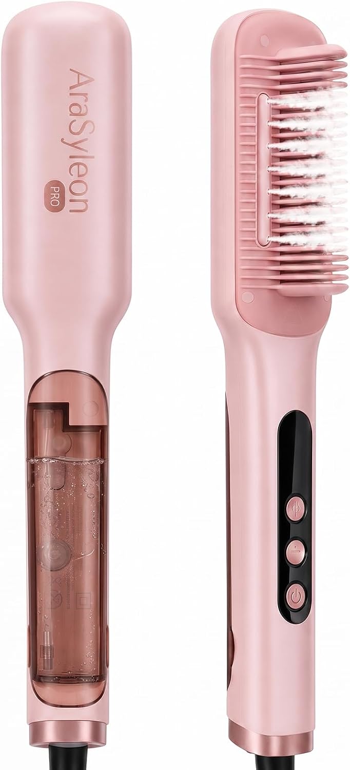 Steam Hair Straightener Brush, Straightening Comb for Coarse Hair