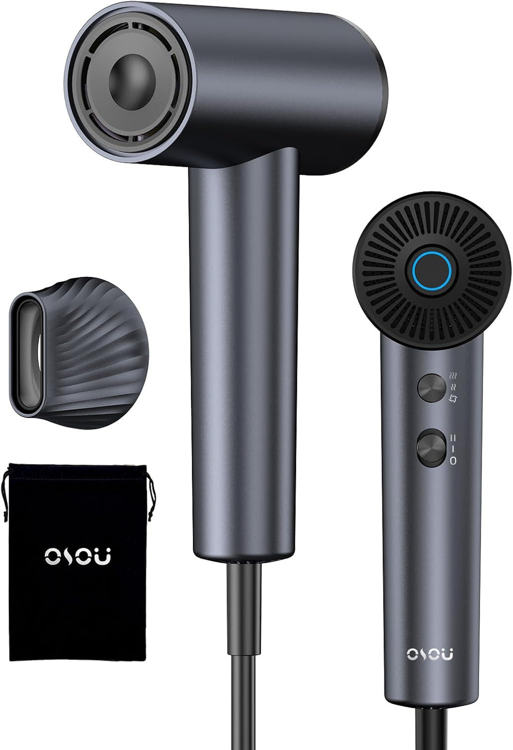OSOU Ionic Hair Dryer, High-Speed Blow Dryer - 150,000 RPM Brushless Motor, 500 Million Negative Ions, Ultra-Light & Small, Smart Temp Control, Quiet Hairdryer for Women, Ideal for Travel, Home