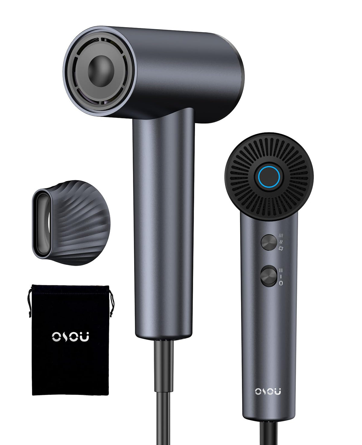 OSOU Ionic Hair Dryer, High-Speed Blow Dryer - 150,000 RPM Brushless Motor, 500 Million Negative Ions, Ultra-Light & Small, Smart Temp Control, Quiet Hairdryer for Women, Ideal for Travel, Home