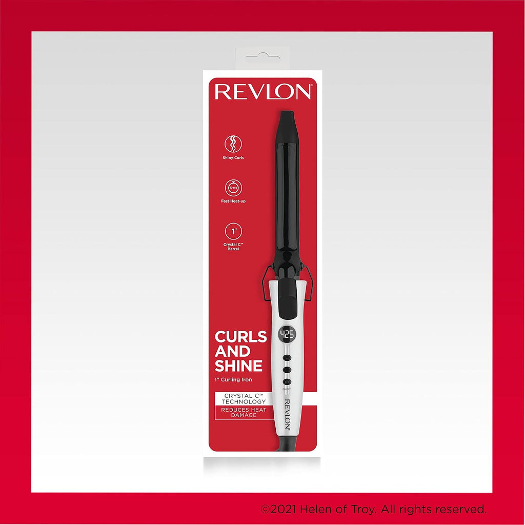 Revlon Crystal C + Ceramic Hair Curling Iron | Long-Lasting Shine and Less Frizz, (1 in)