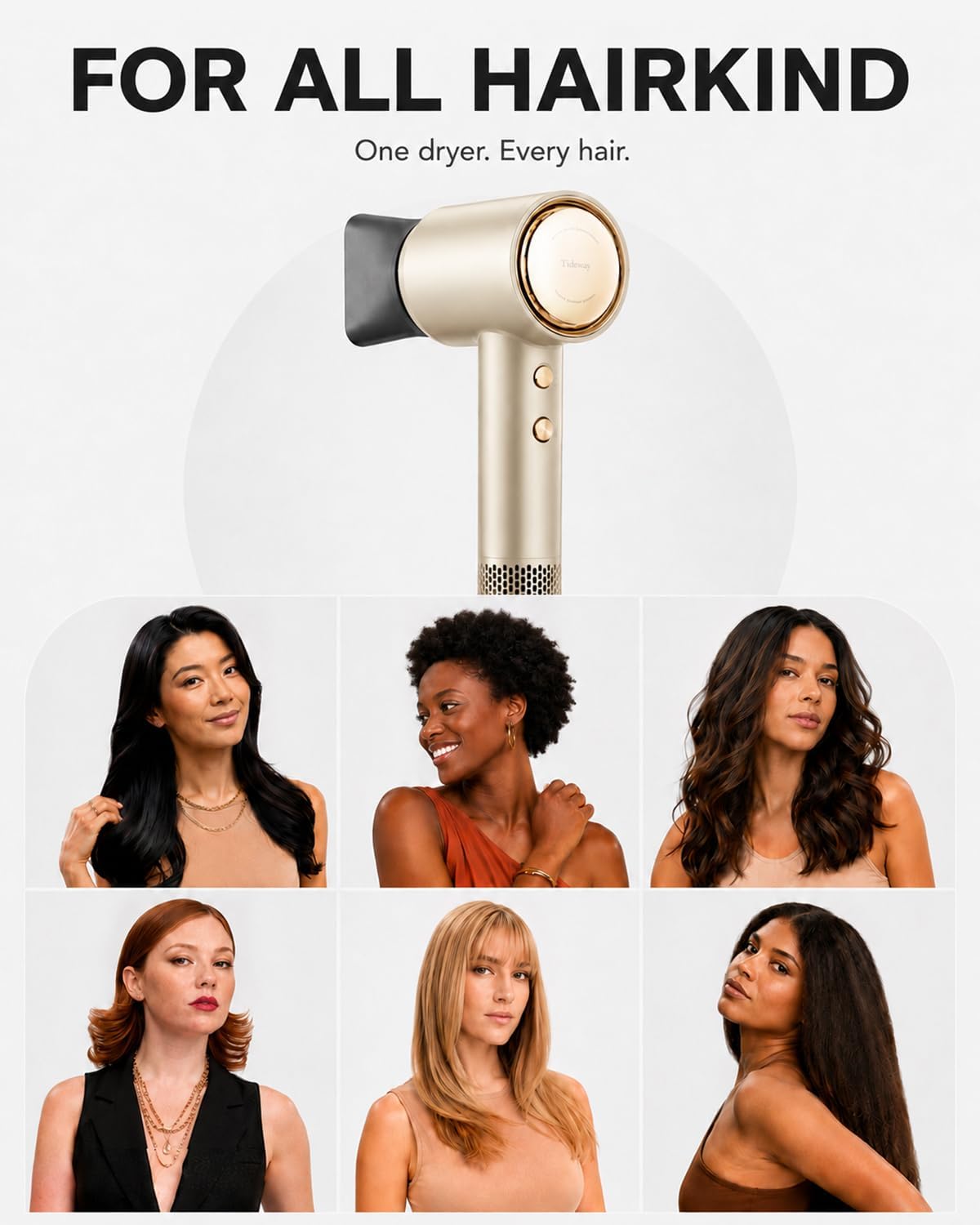 Tideway Hair Dryer, High-Speed Blow Dryer with Magnetic Diffuser,110000 RPM