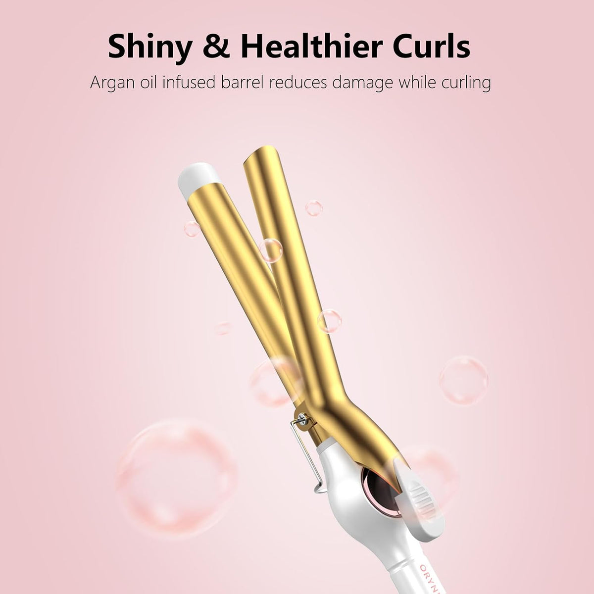 ORYNNE 1 Inch Long Barrel Digital Ceramic Curling Wand with Auto Shut Off and Dual Voltage for All Hair Types - Fast Even Heat Up
