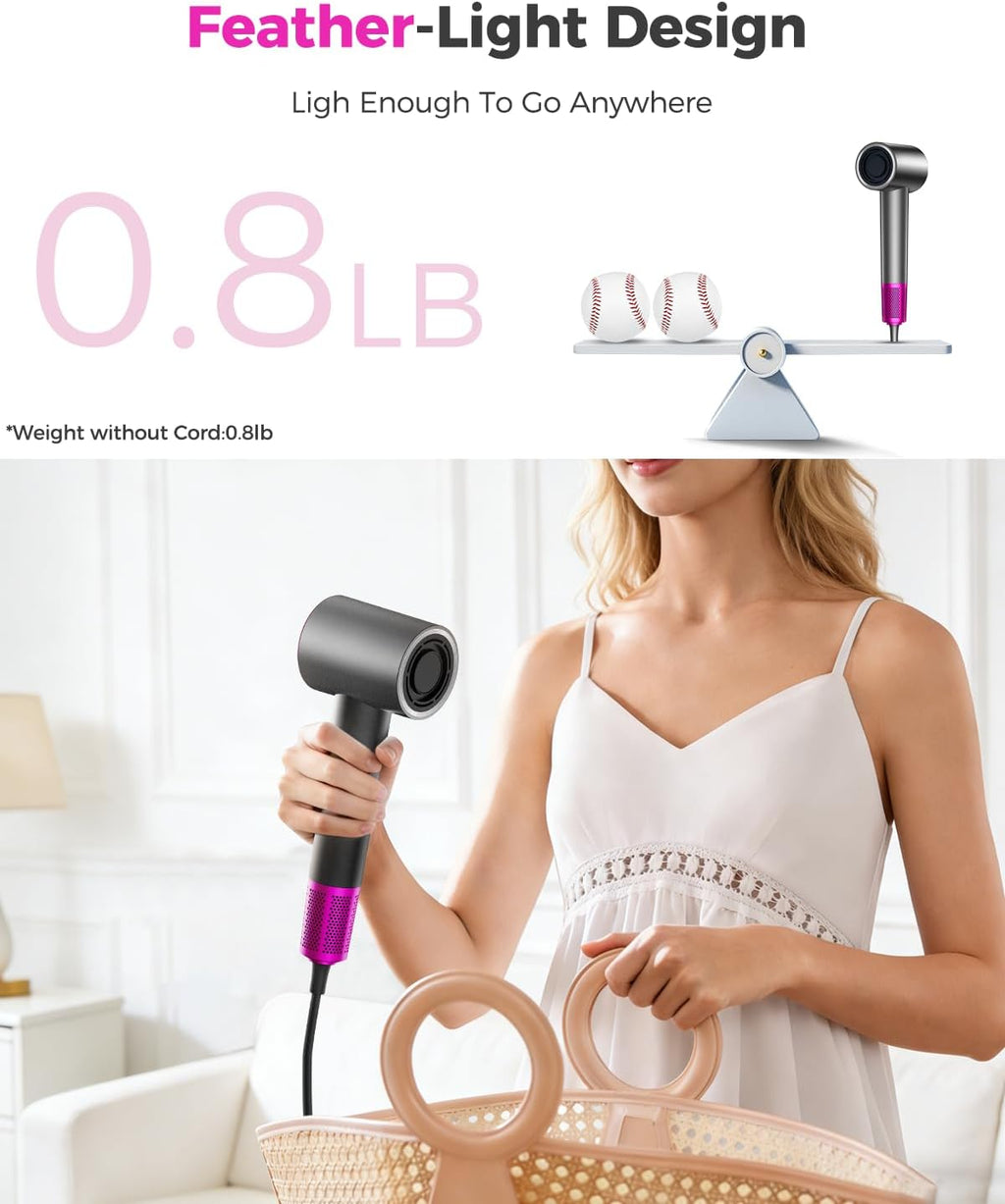 High-Speed Hair Dryer with Diffuser, Ionic Blow Dryer, Gray
