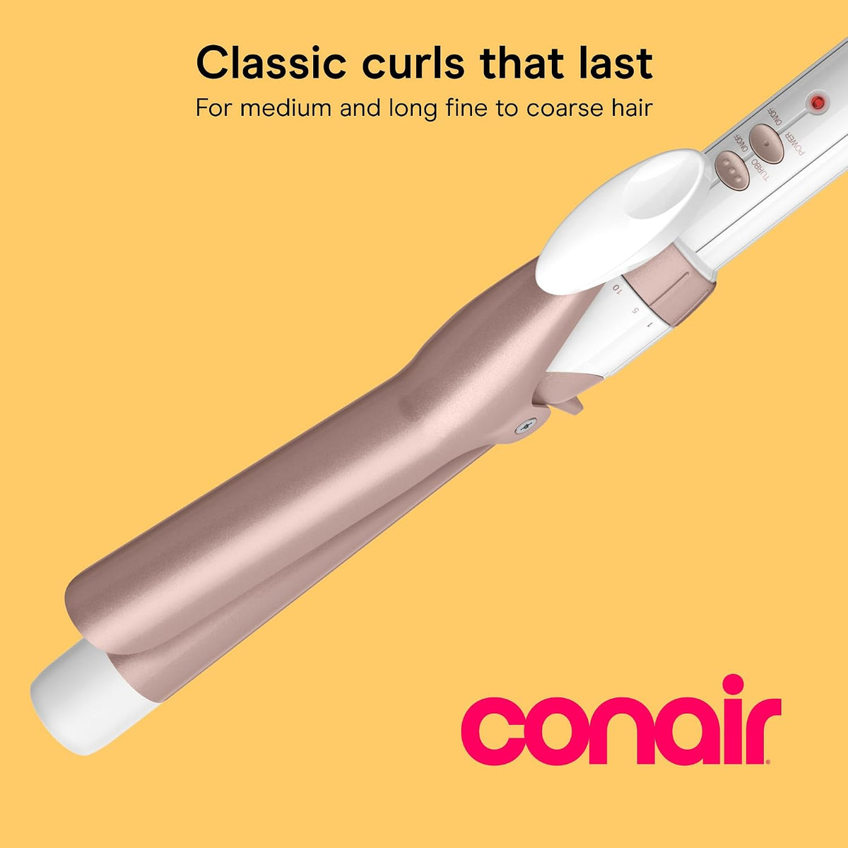 Conair Curling Iron, Double Ceramic, 1" Barrel, White/Rose Gold