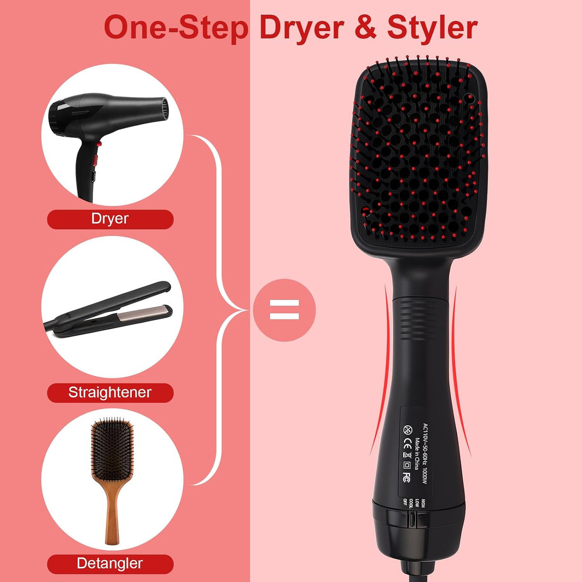 Blow Dryer Brush Hair Dryer One-Step Straightener Paddle Brush
