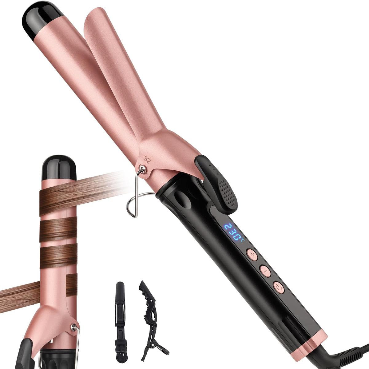 JAETON Hair Curling Iron Wand 1 1/4-Inch for Loose Curls, 190-450℉
