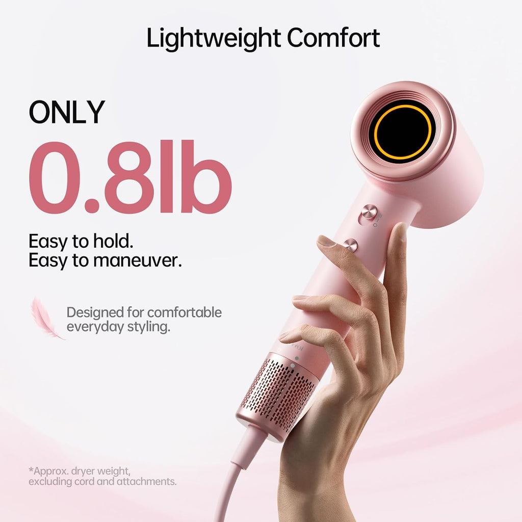 BOWEI High Speed Hair Dryer, 160,000 RPM, Ionic, Magnetic Wall Mount, Pink