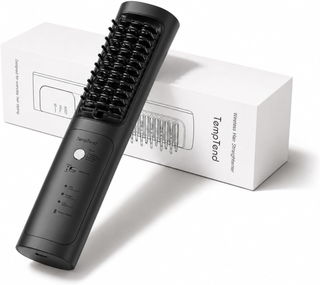 Cordless Hair Straightener Brush, Portable Hair Styler and Straightening Brush, 200M Negative Ions, 8000mAh Battery, Auto Shutoff and PD Fast Charging for Travel, Holiday Gift for Women, Luxe Pink