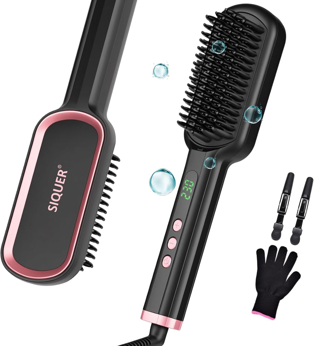 Hair Straightener Brush - SIQUER Ionic Hair Straightening Brush