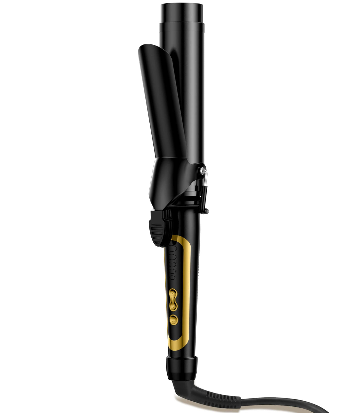 Lanvier 1 Inch Extra Long Hair Curling Iron with Ceramic Tourmaline Barrel, Professional Hair Curler up to 450°F with Dual Voltage for Worldwild Use, Hair Waving Style Tool for Girls&Women–Black