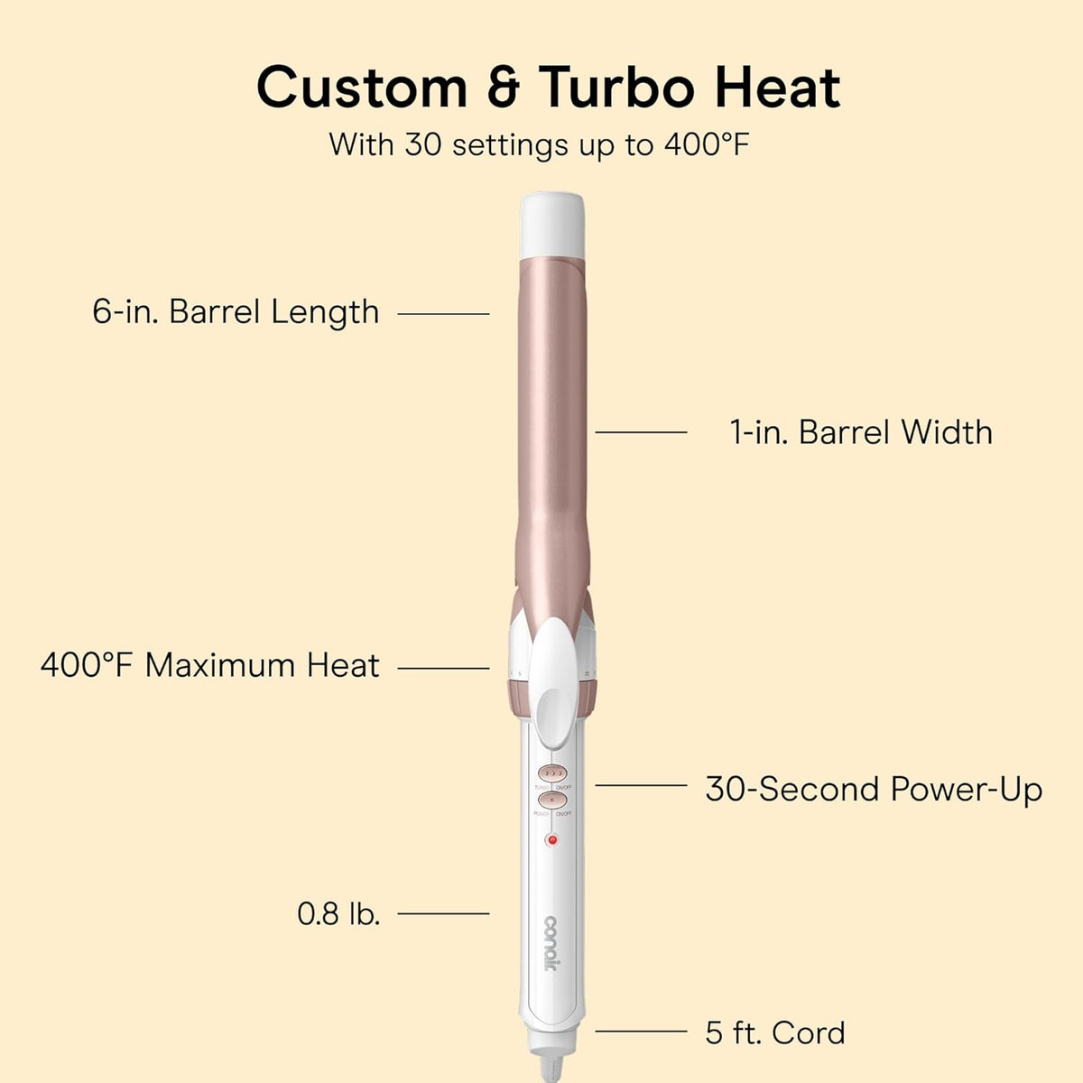 Conair Curling Iron, Double Ceramic, 1" Barrel, White/Rose Gold