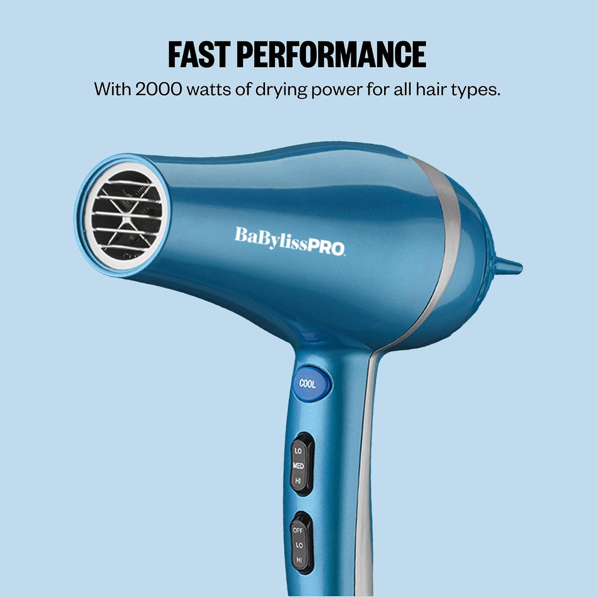 BaBylissPRO Nano Titanium 2000-Watt Blow Dryer with Concentrator Nozzle, Professional Grade Ionic Corded Styling Tool for Hair