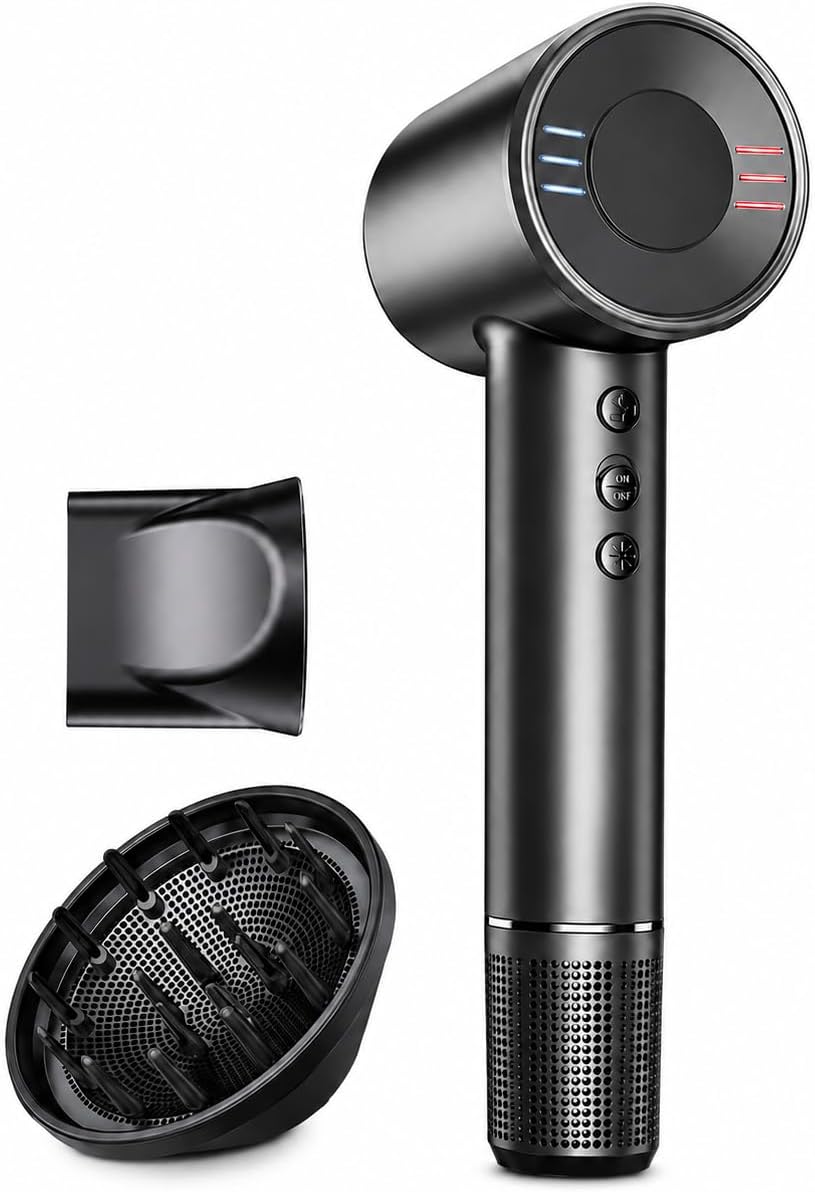 Ionic Hair Dryer, 160,000 RPM Fast Drying Blow Dryer with Diffuser
