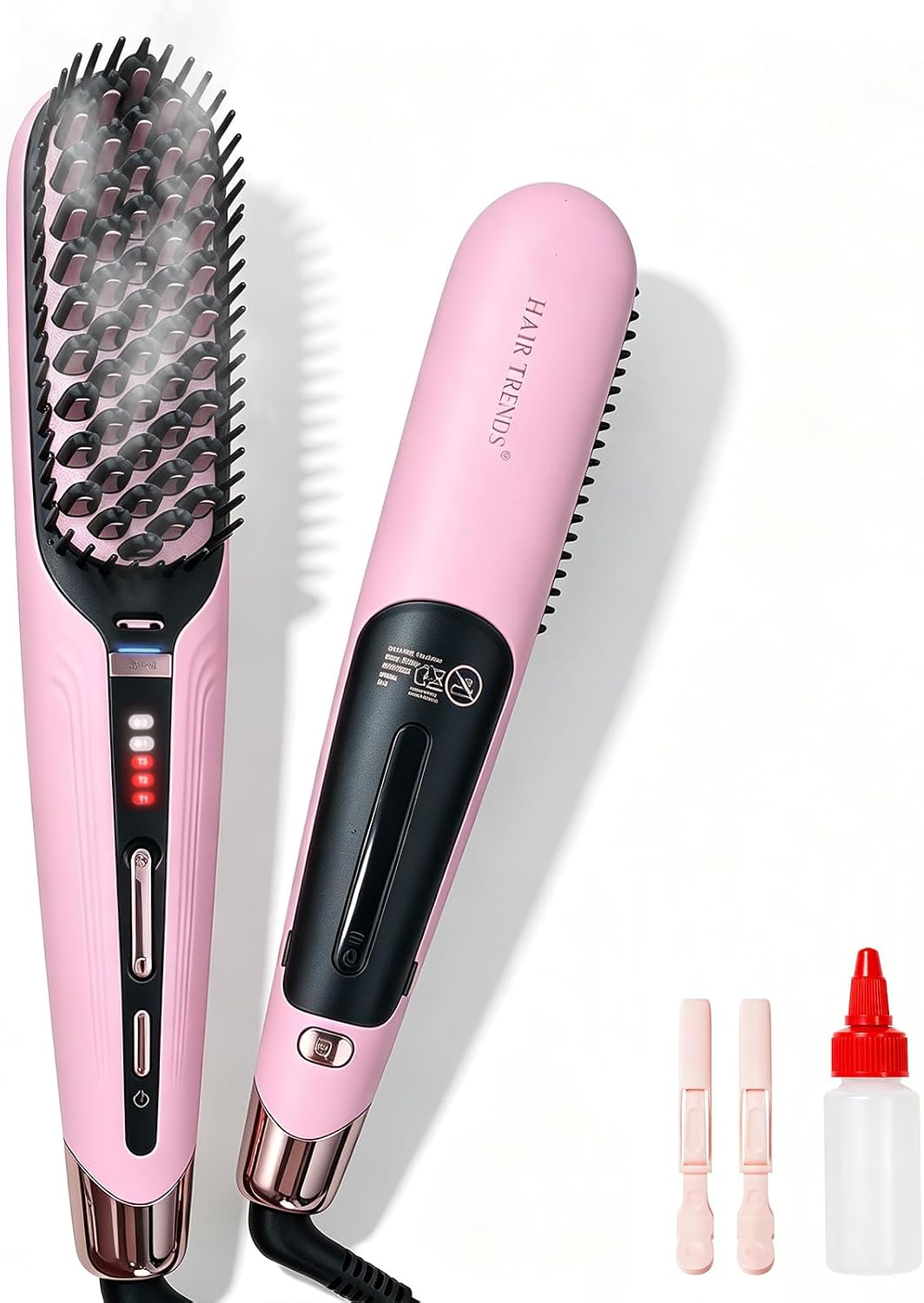 Ionic Steam Hair Straightener Brush for Black Women Hair & Curly Hair