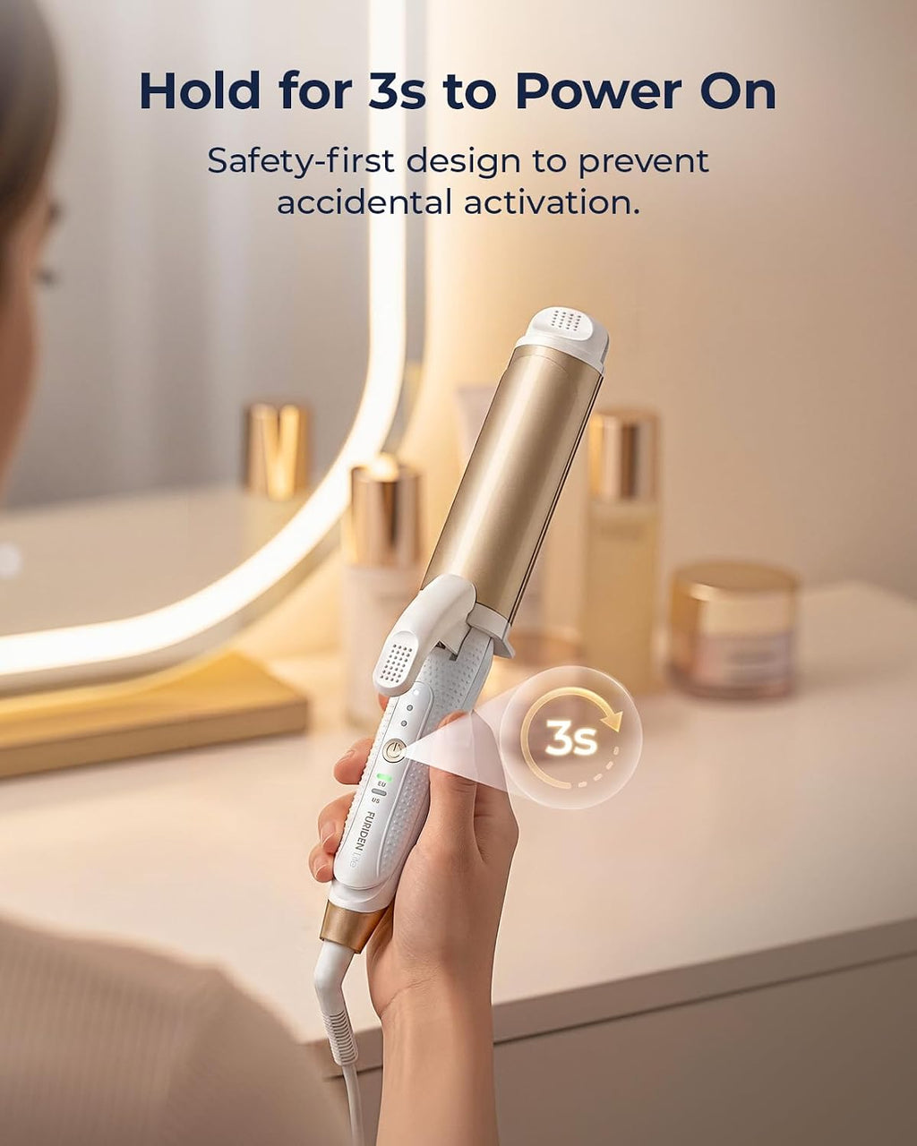 FURIDEN Lite Dual-Voltage Curling Iron, 2-in-1 Travel Combo for Carry-On
