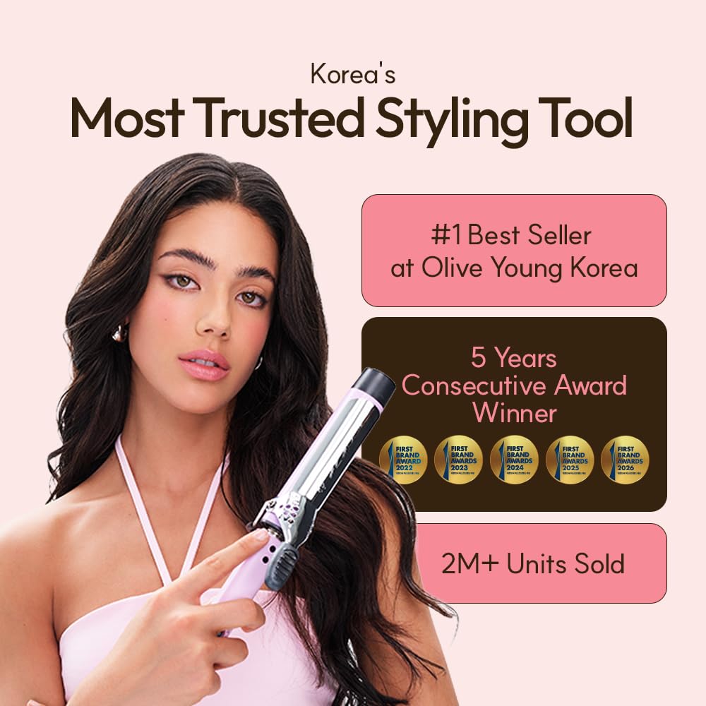 VODANA Professional GlamWave Ceramic Curling Iron, Long-Lasting Natural Curls, Instant Heat, Hair Curler, Curling Wand, Available in USA (1.4 inch, White)