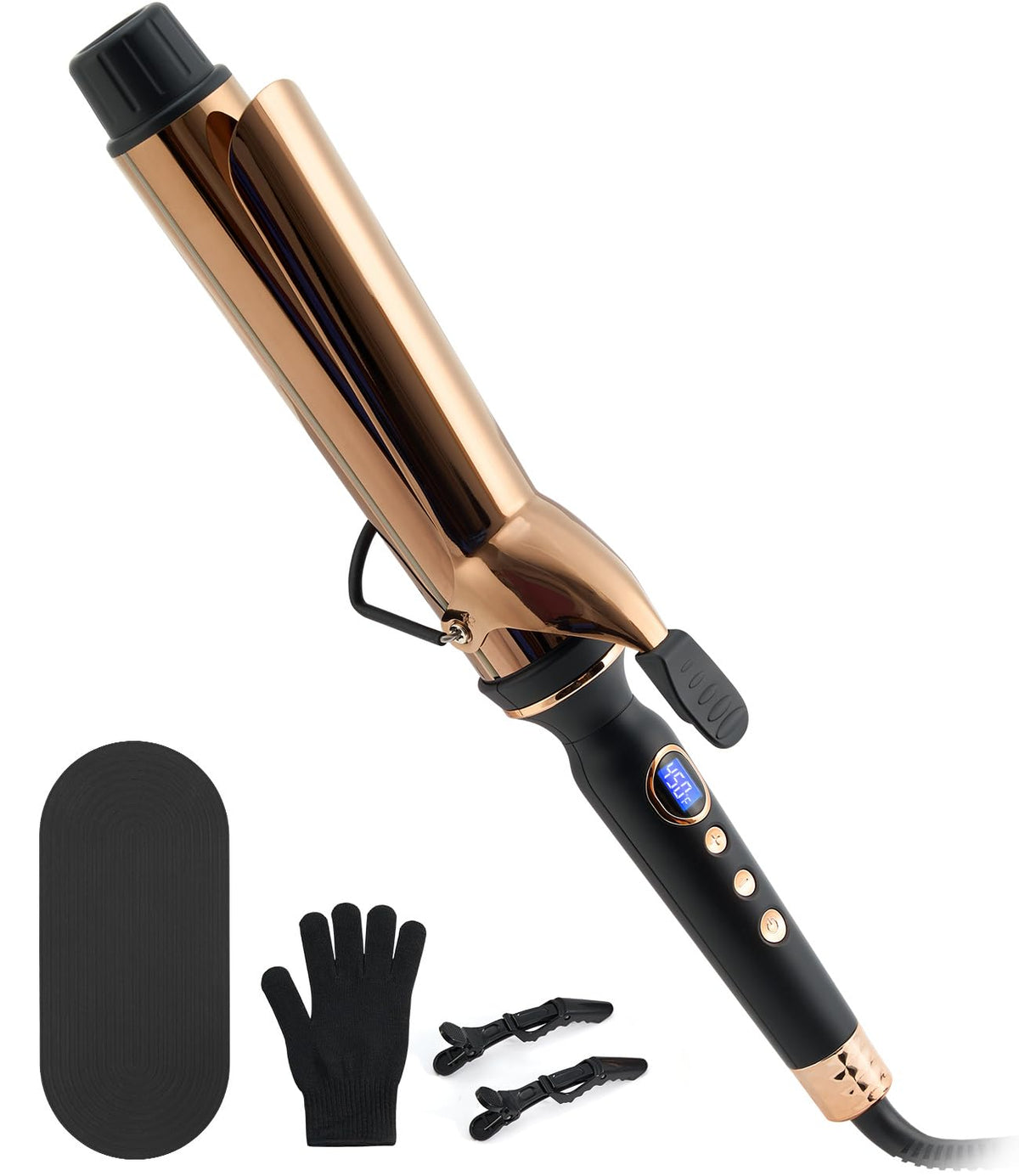 ORYNNE Ceramic Curling Iron, 3/4 Inch Barrel, Digital Temp Control, Fast Heat Up, 7 Adjustable Temperatures, 60 Min Auto Shut Off