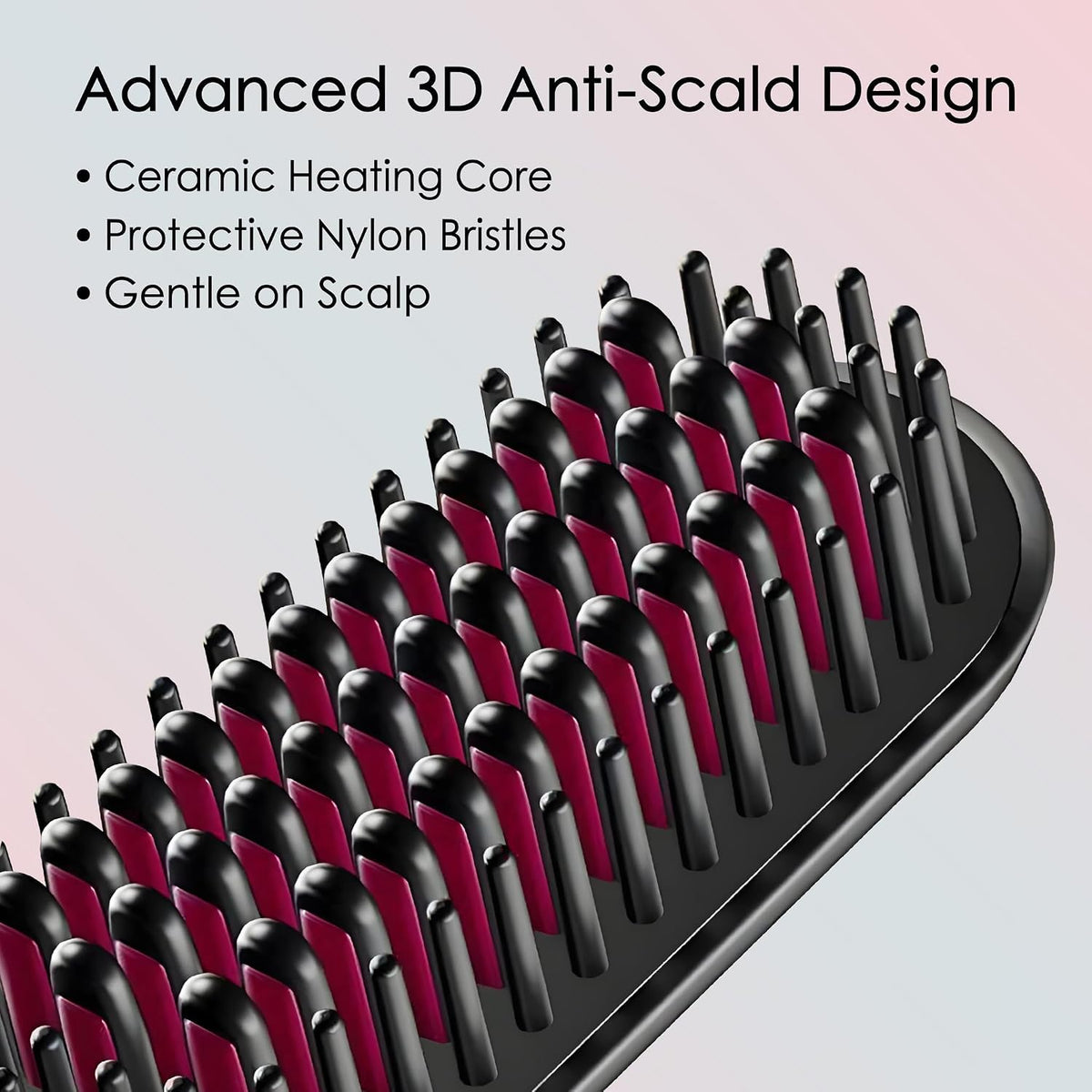 Go Brush Pro 2026 Upgraded Cordless Hair Straightener Brush, Ionic Anti-Frizz, MCH Fast Heating, Anti-Scald, 3 Heat Levels, 4000mAh Type-C Fast Charging, Portable Travel Styling Tool for Women