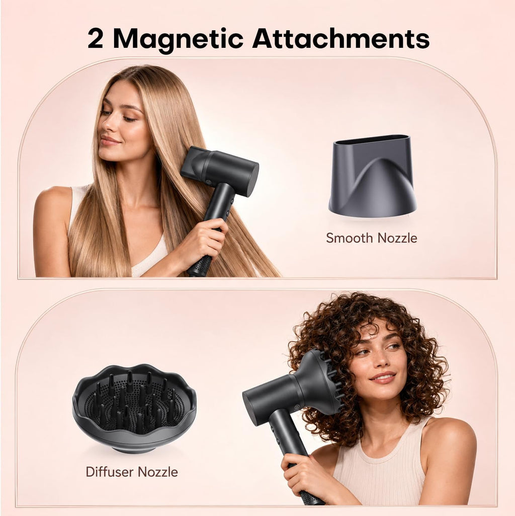 High-Speed Hair Dryer with Diffuser,Ionic Blow Dryer(Grey)