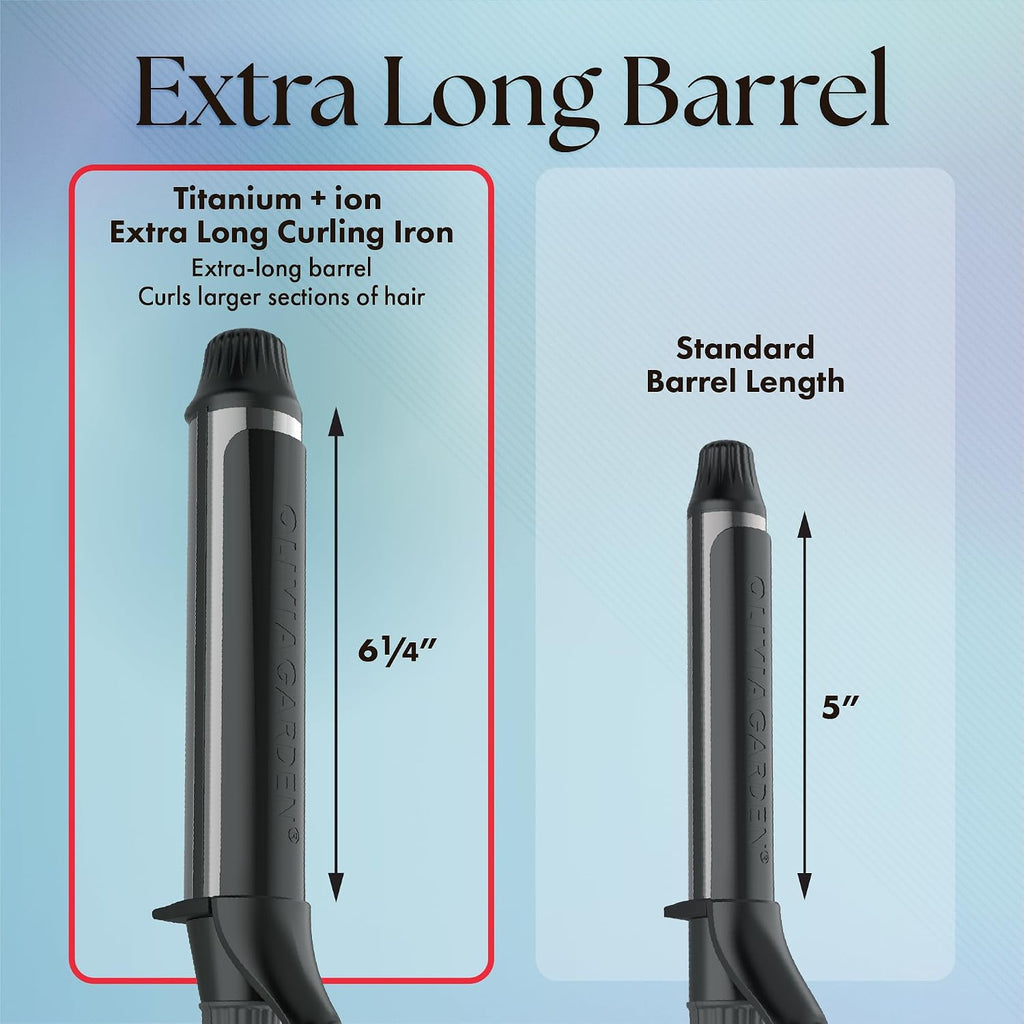 Olivia Garden Titanium + Ion High Performance Professional Curling Iron - Dual Voltage, Snag-Free Styling - Fast Heat Up to 455°F with Heat Resistant Heat Mat/Pouch