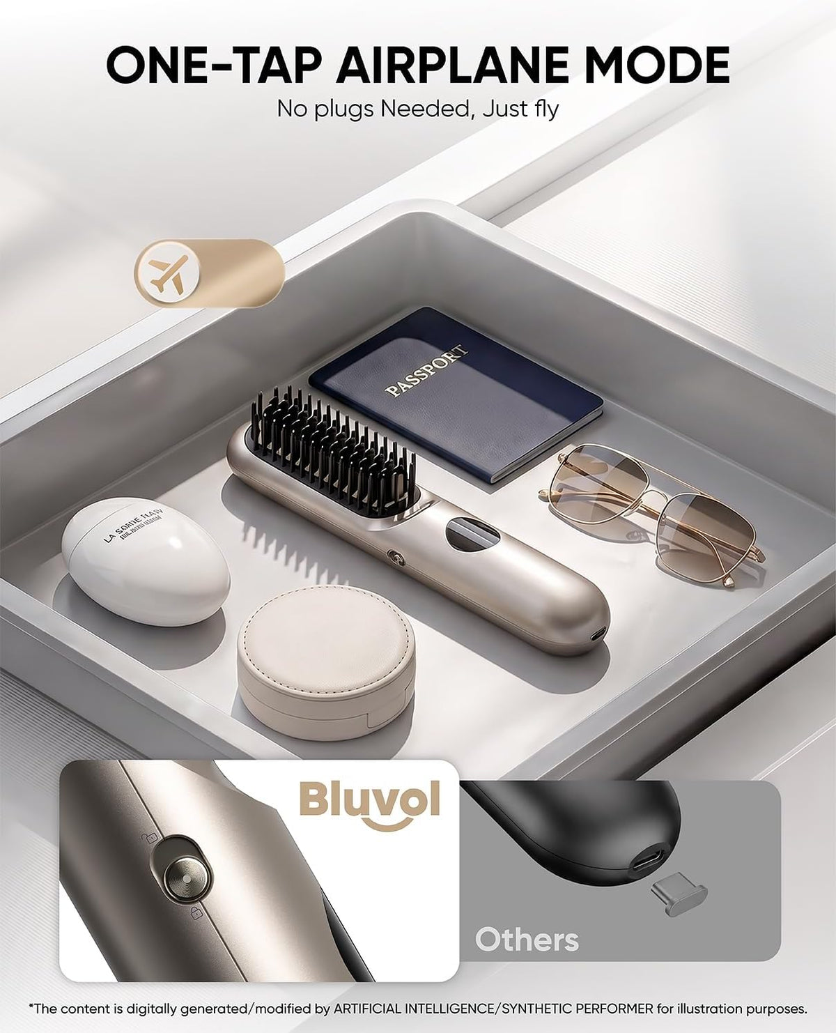 Bluvol I11 Apex Cordless Straightening Comb, Touch-Up Tool with Travel Lock