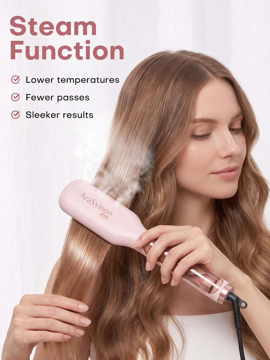 Steam Hair Straightener Brush, Straightening Comb for Coarse Hair