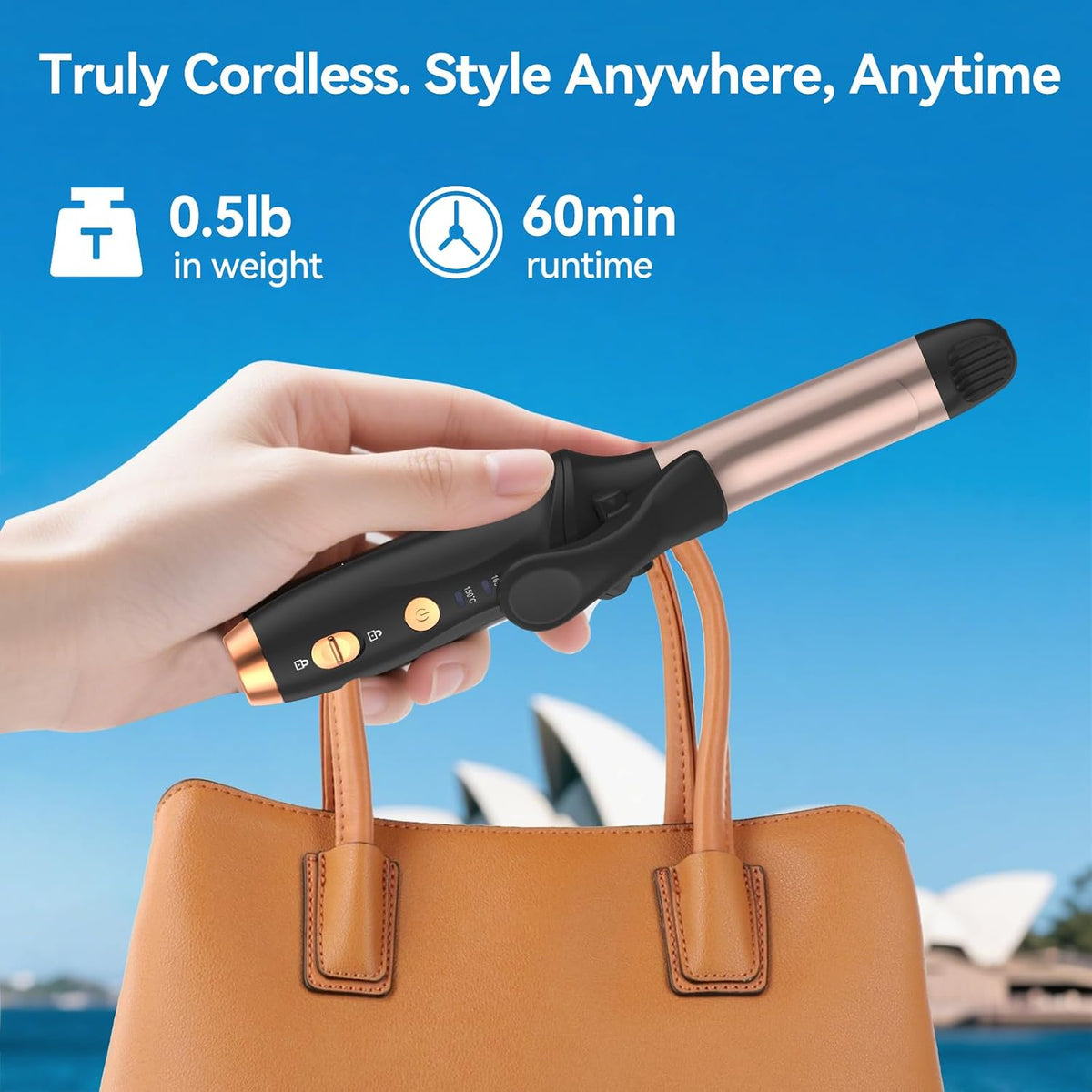Cordless Curling Iron Mini Hair Curler 4000 mAh USB Rechargeable Portable Hair Curler with 200 Million Negative Ion