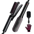 TYMO Flat Iron Hair Straightener Brush 2 in 1, 200M Ions Ceramic Hot Comb