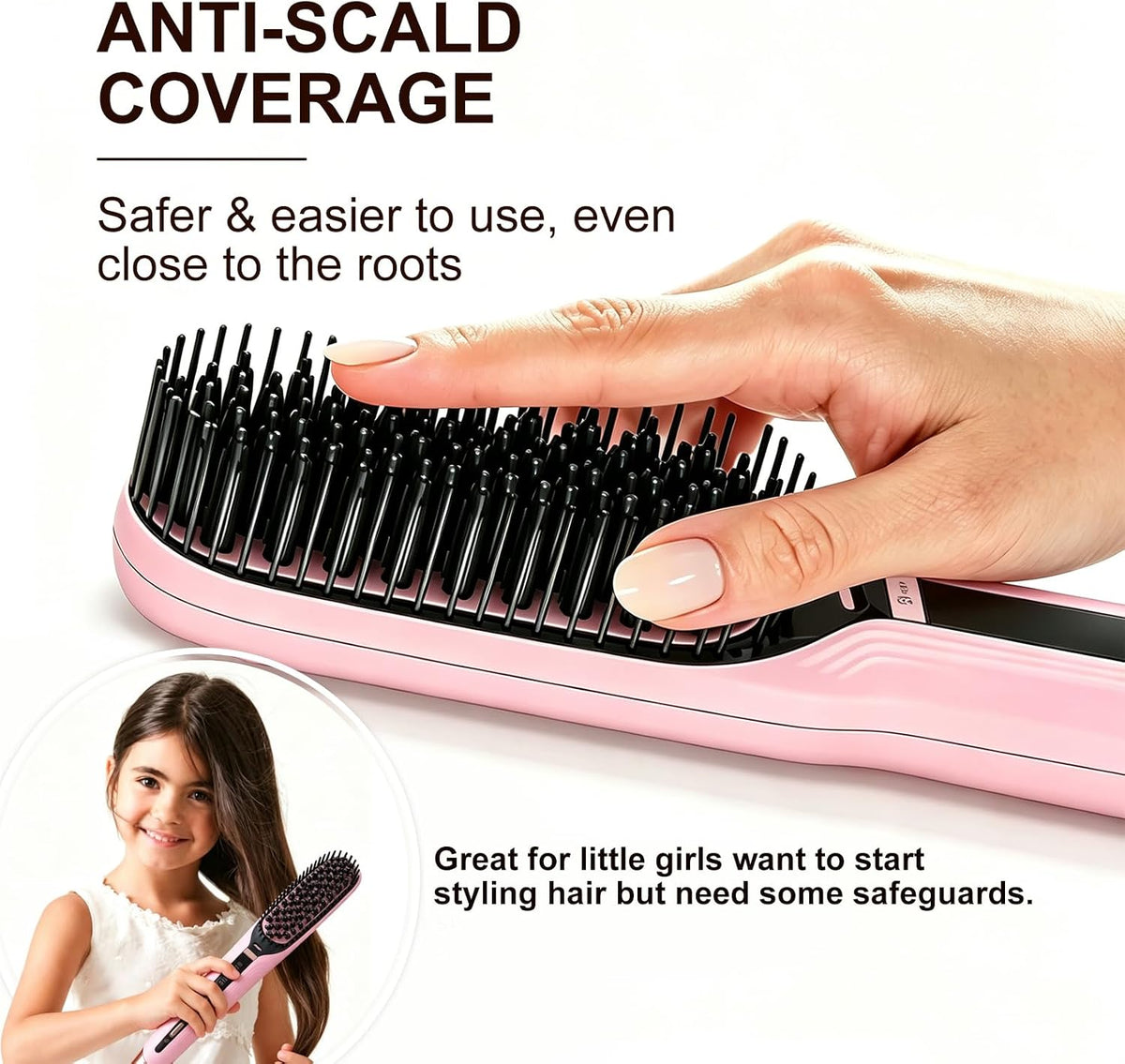 Ionic Steam Hair Straightener Brush for Black Women Hair & Curly Hair