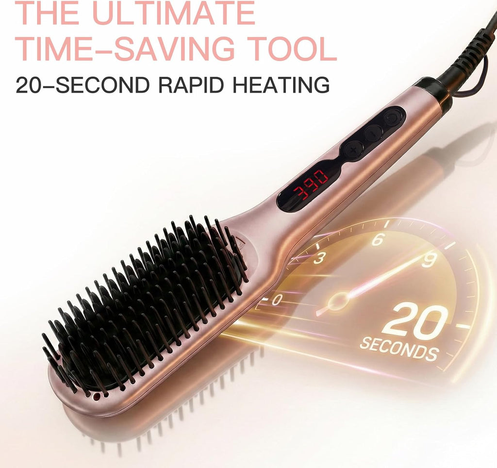 MEGAWISE Hair Straightener Brush, Ionic Ceramic Heated Brush