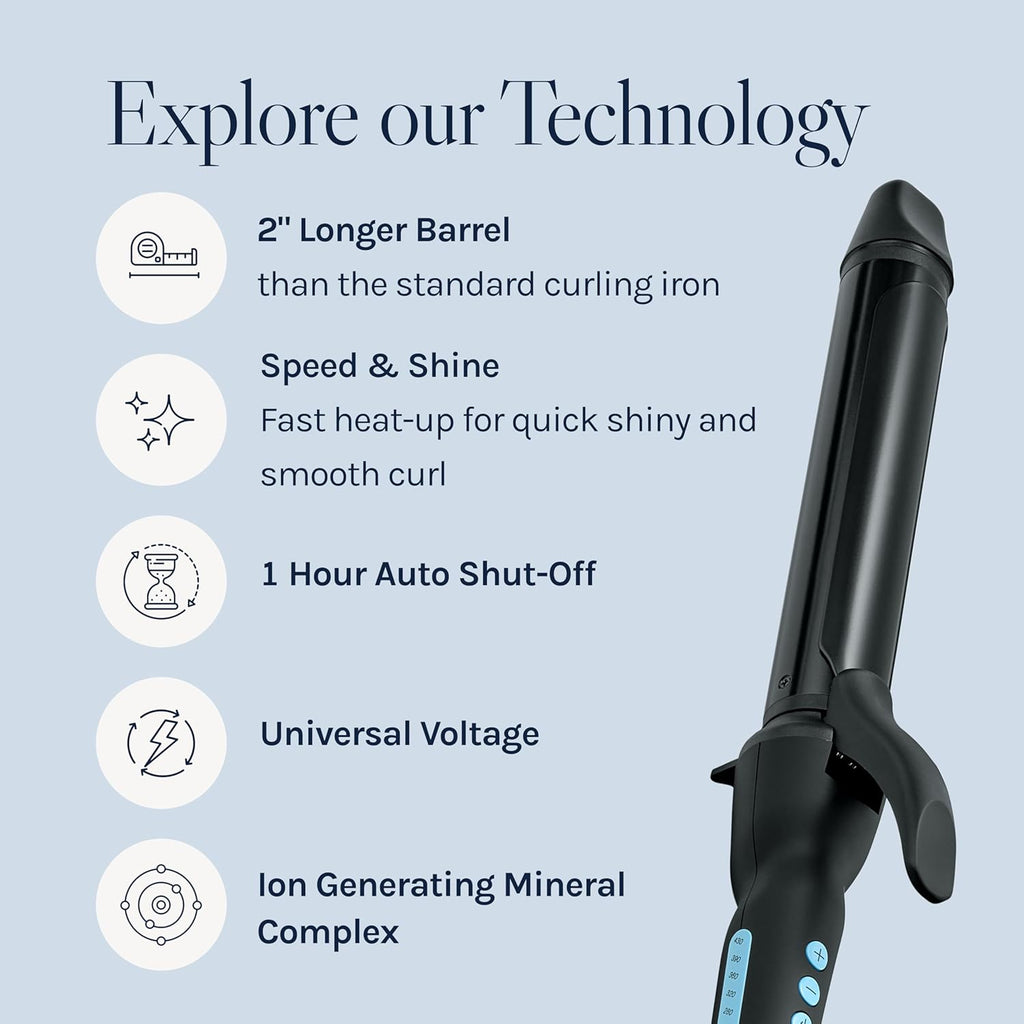 Bio Ionic Long Barrel Curling Iron, Moisture Heat Technology & NanoIonic MX