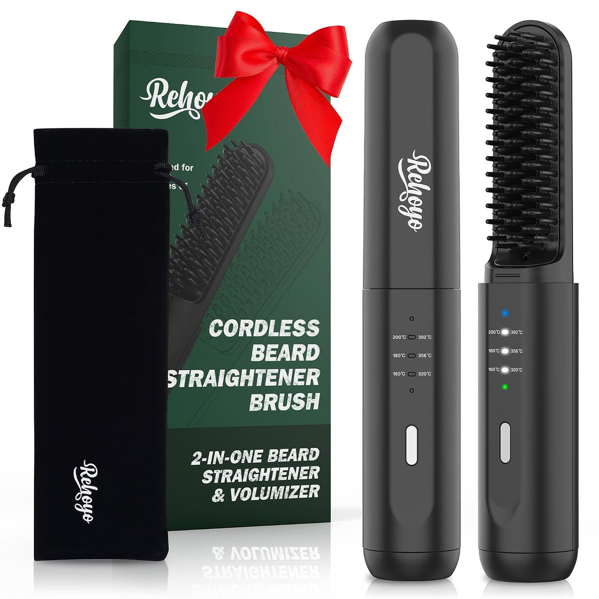 Cordless Beard Straightener for Men, Heated Beard Brush For Travel & Home